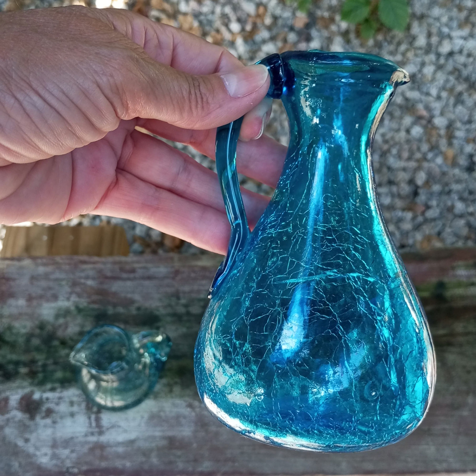 Pequena jarra de vidro vintage da marca Kanawha