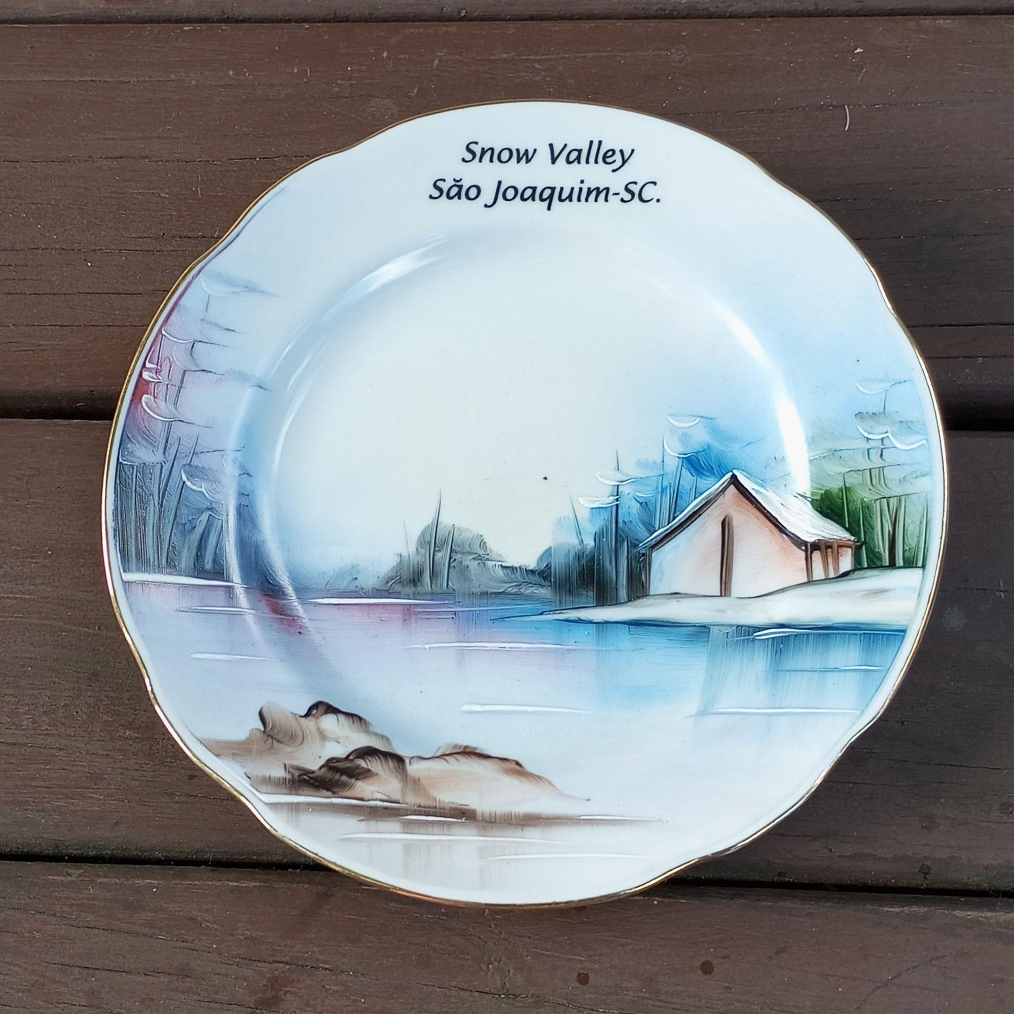 Pequeno prato em porcelana com pintura à mão - São Joaquim